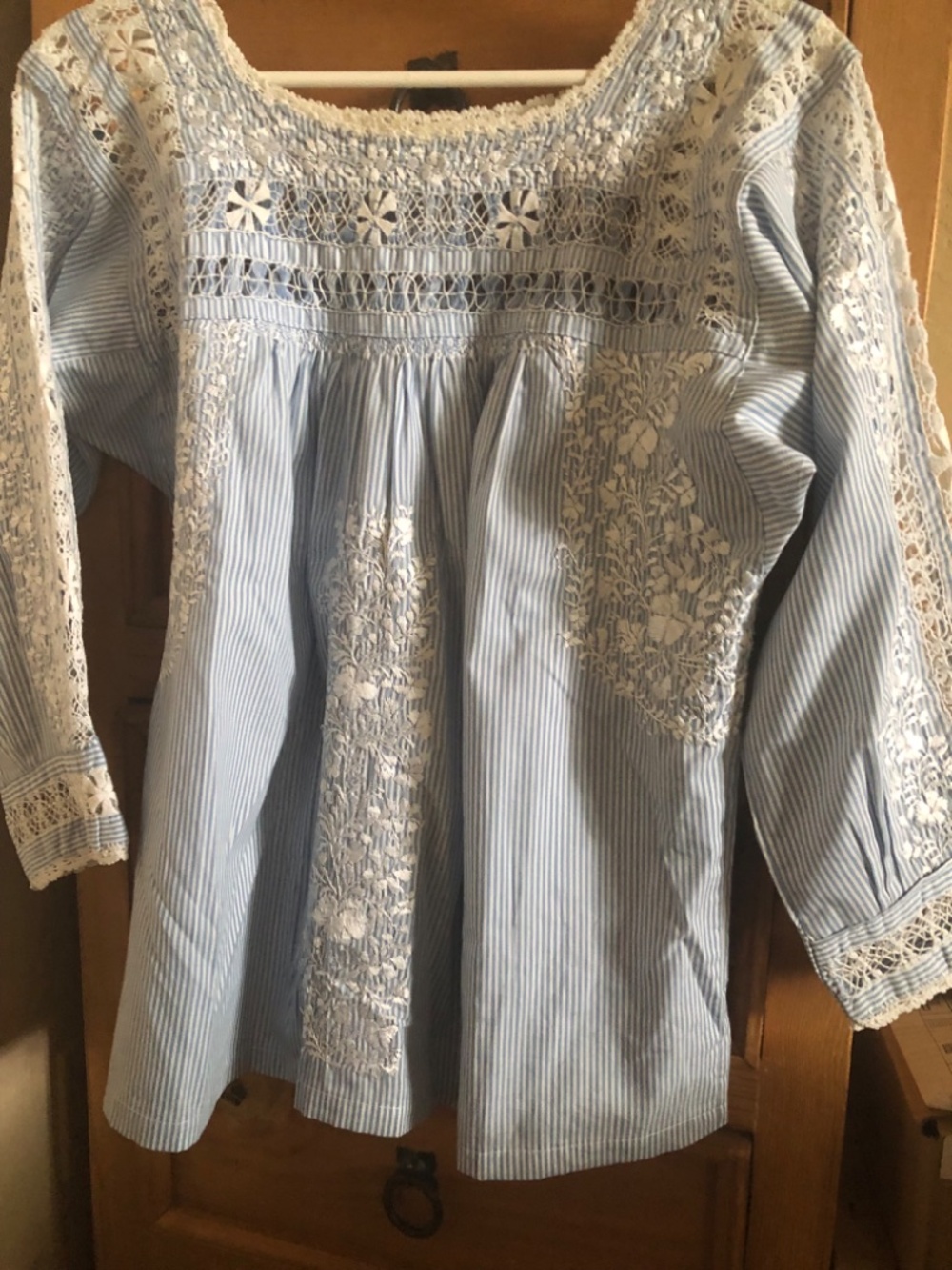 San Antonino hand embroidered Deshilado top